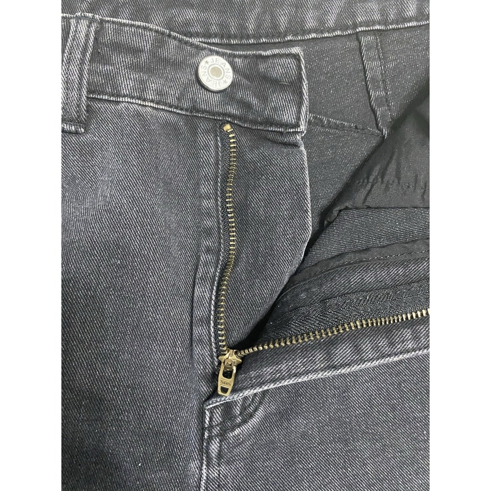 Women's Barrel Leg Jeans M Medium Black High Rise Cropped Balloon Seam Detail - Picture 3 of 9